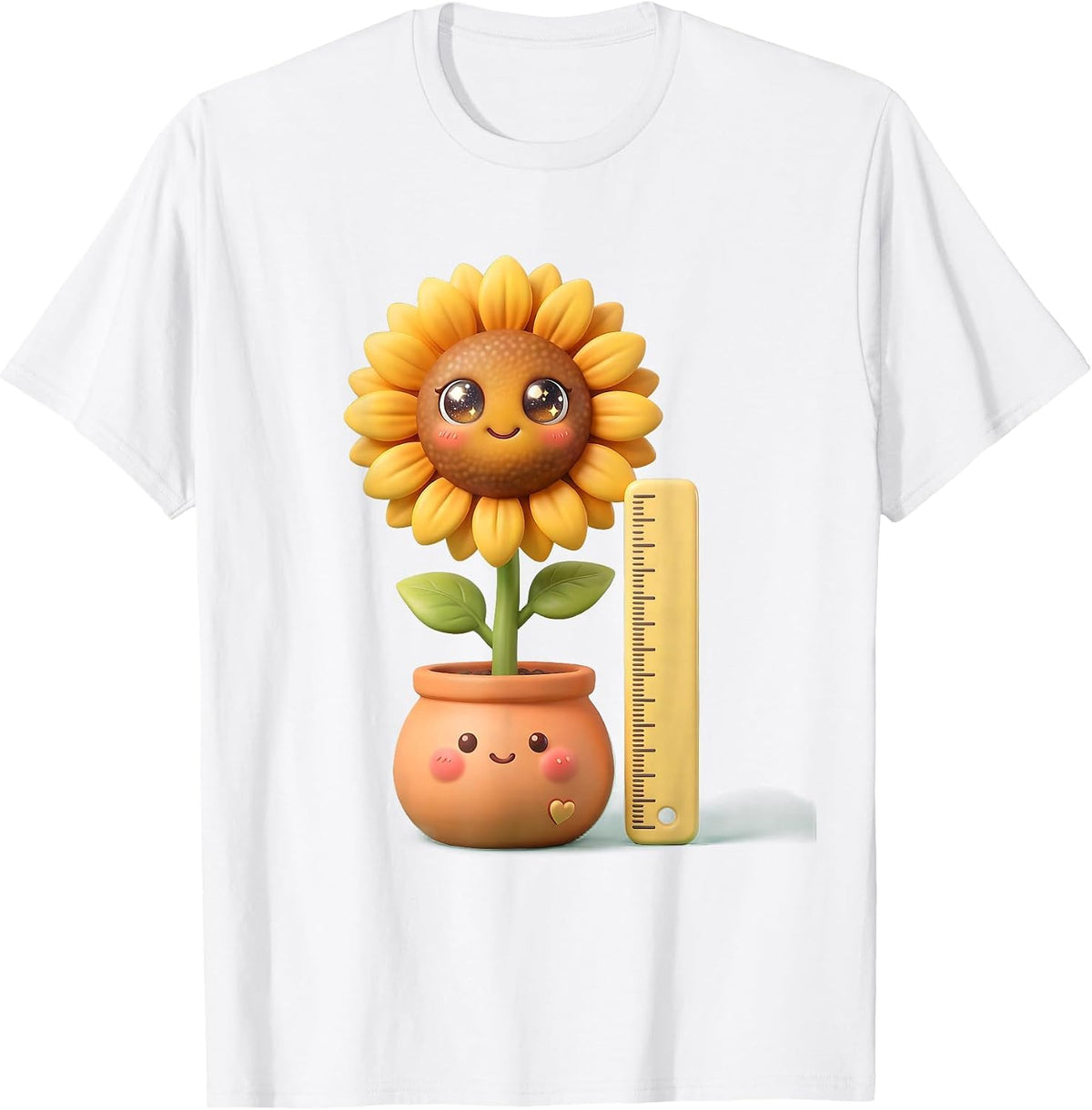 Men's Preschool Teacher Sunflower Growth Illustration T-Shirt - White