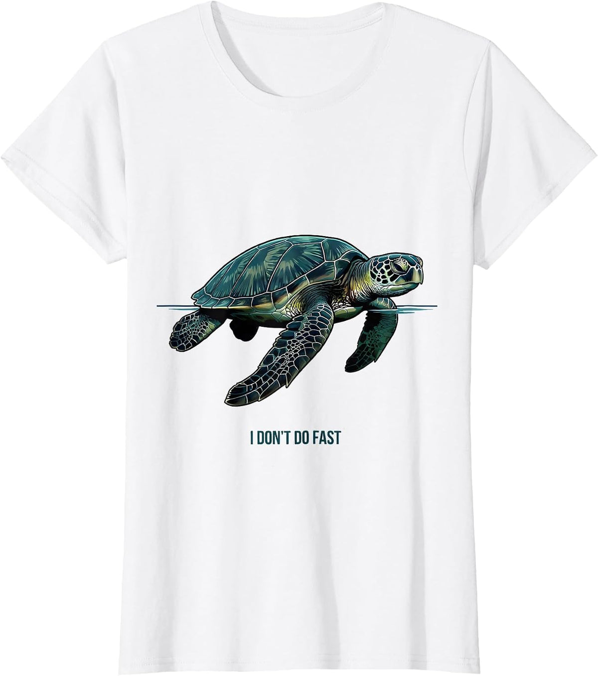 Women's I Don't Do Fast Funny Sea Turtle Ocean Animal Lover Casual T-Shirt - White