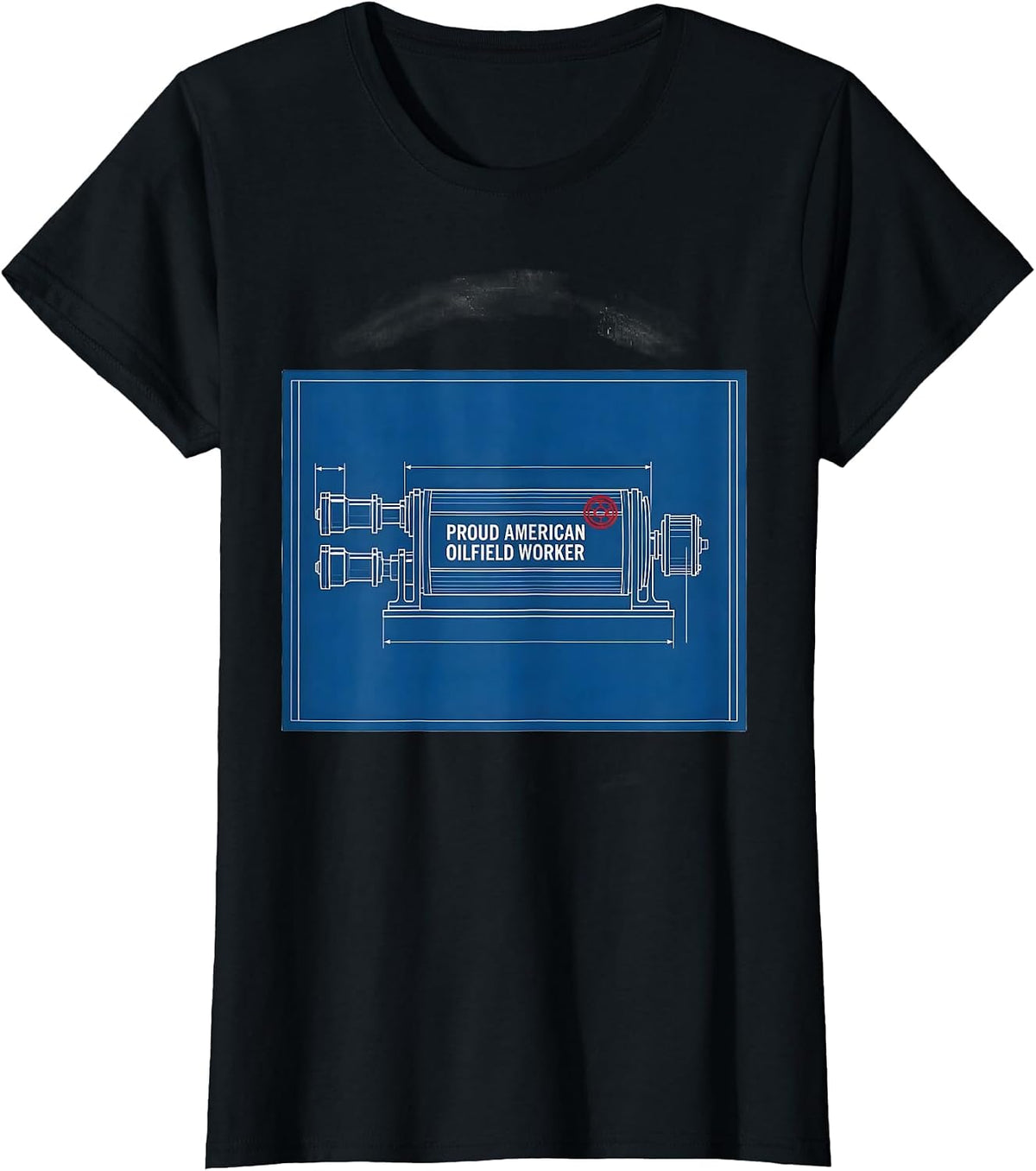 Women's Proud American Oilfield Worker Patriotic Blue Collar Oil Rig T-Shirt - Black