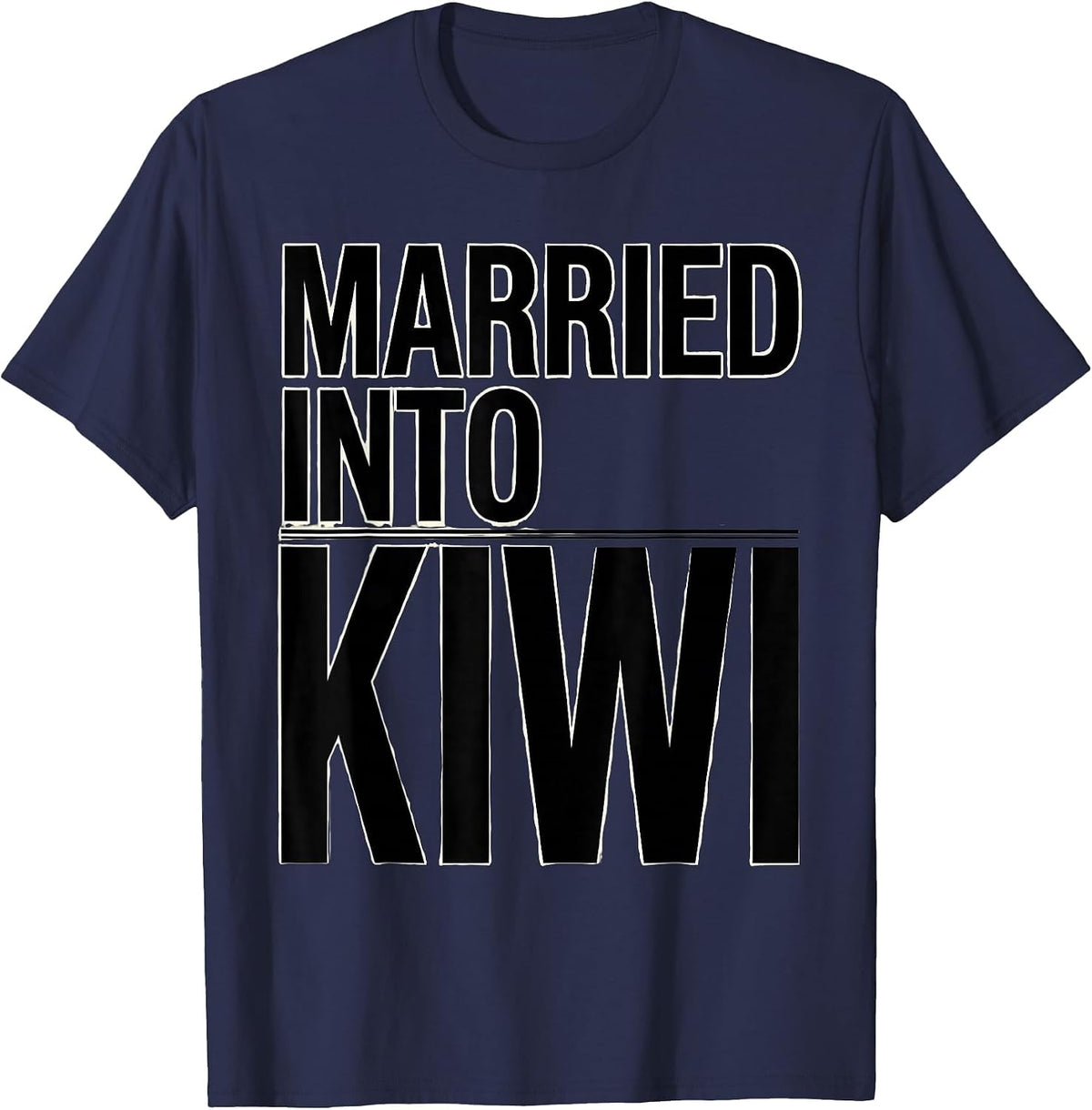 Married Into Kiwi Retro New Zealand Rugby Fan National Pride T-Shirt - Navy Blue