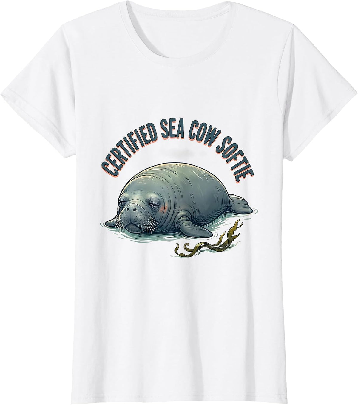 Women's Certified Sea Cow Softie Funny Manatee Lover Ocean Animal T-Shirt - White
