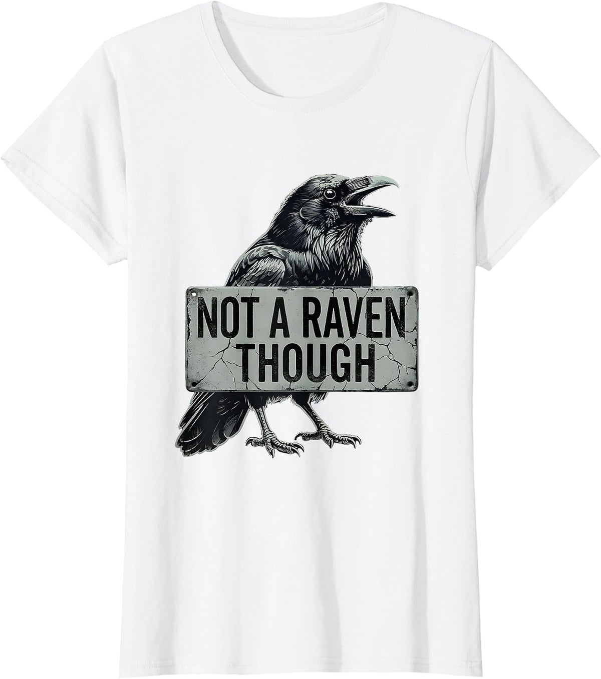 F-CAW-F Crow Graphic Design Not A Raven Though T-Shirt - White