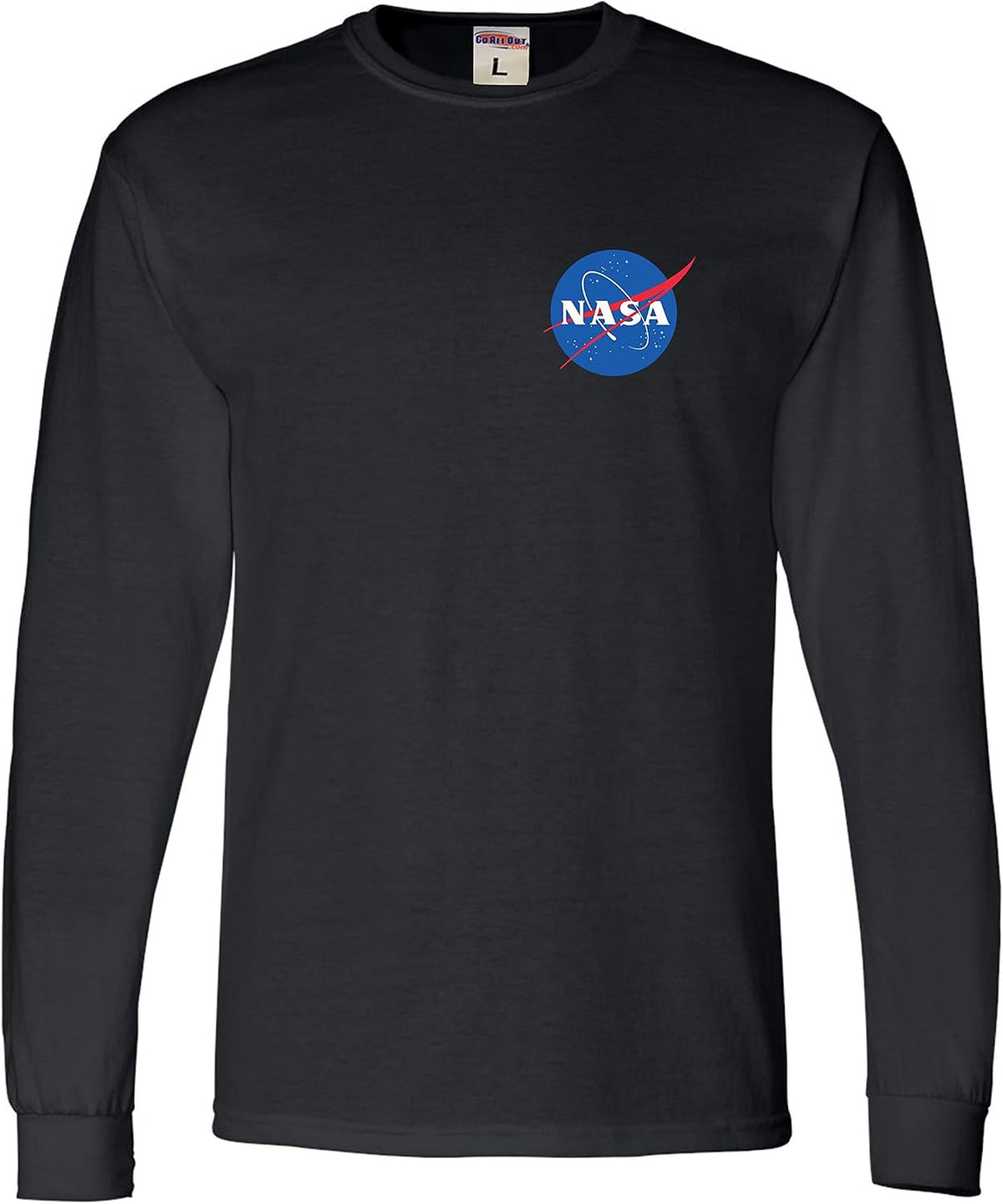 Go All Out NASA Blue Meatball Left Chest Logo Mens Long Sleeve T-Shirt - Mens Black