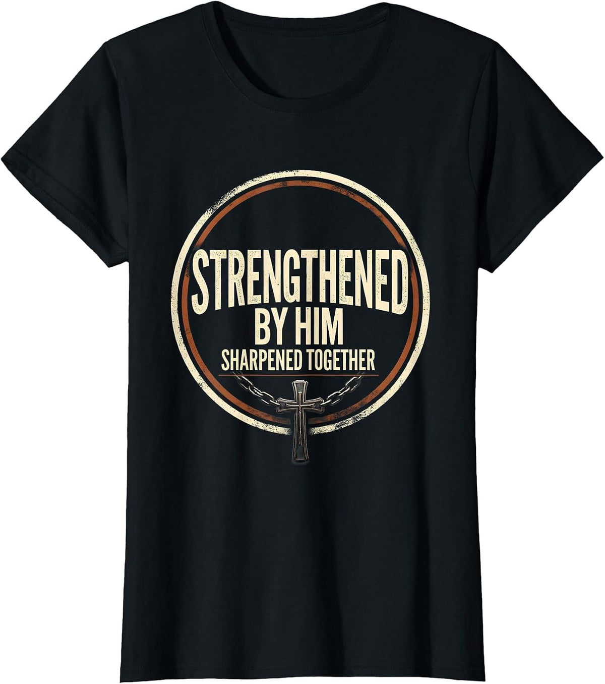 Strengthened By Him Sharpened Together Christian Gym T-Shirt - Black