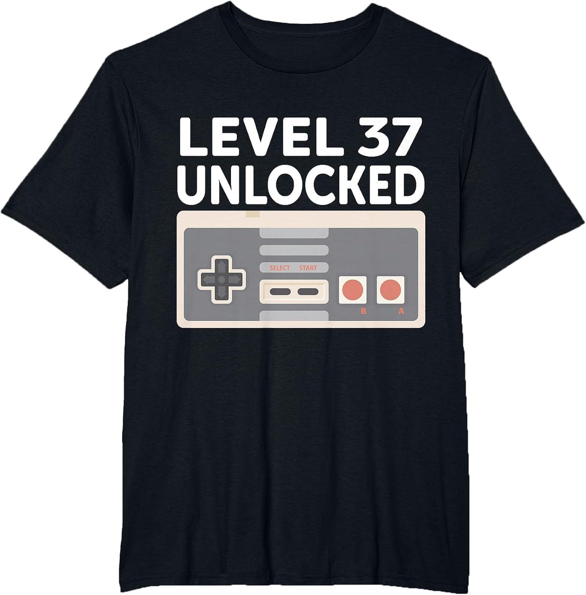 Level 37 Unlocked Funny Video Gamer 37th Birthday T-Shirt - Black