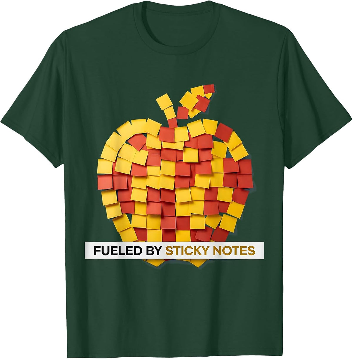 Fueled By Sticky Notes First Grade Teacher T-Shirt - Dark Green