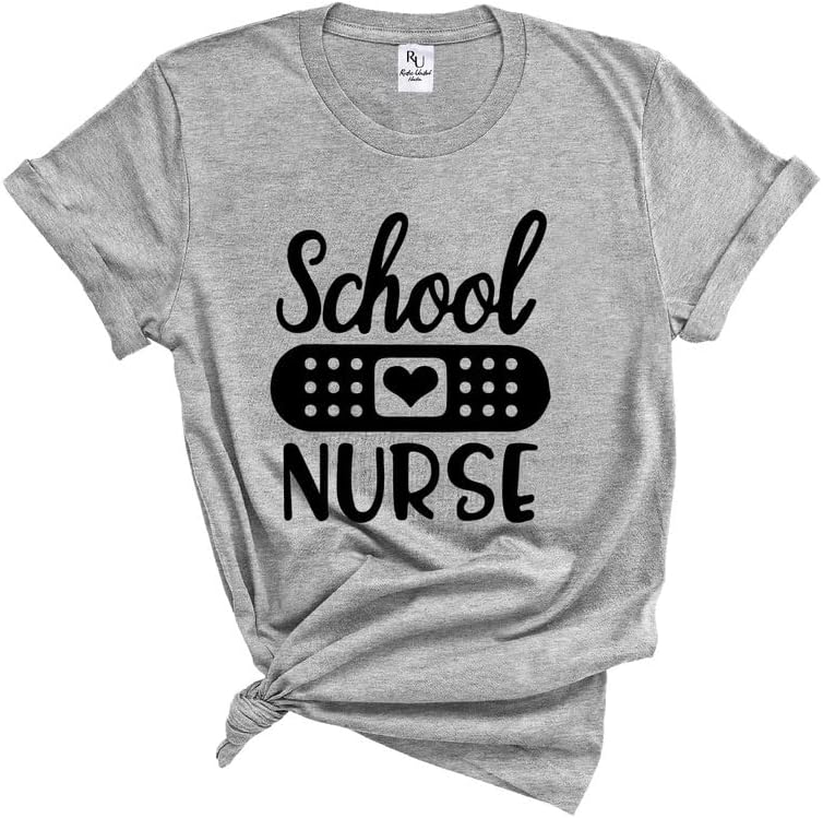 School Nurse Shirt - RN Tee for Women, Cute Shirt for Nurses, for Nurse, Gift for Nurses Week - Heather Light Grey