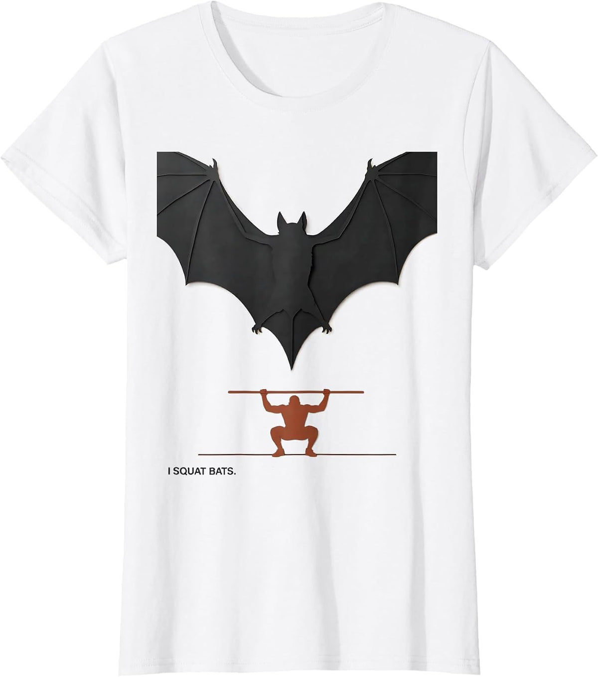 Women's I Squat Bats Funny Halloween Gym Workout Bat Lover Humor T-Shirt - White