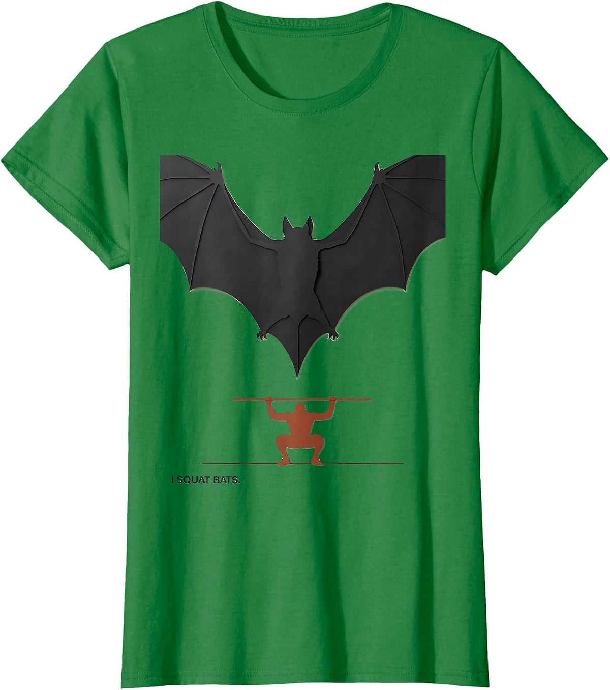 Women's I Squat Bats Funny Halloween Gym Workout Bat Lover Humor T-Shirt - Kelly Green