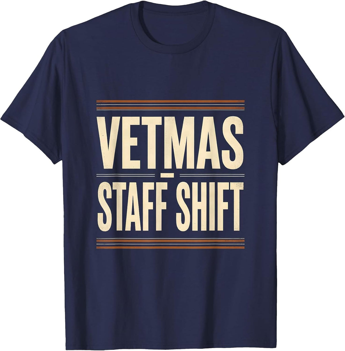 Vetmas Staff Shift Funny Vet Tech Christmas Veterinary Crew T-Shirt - Navy Blue