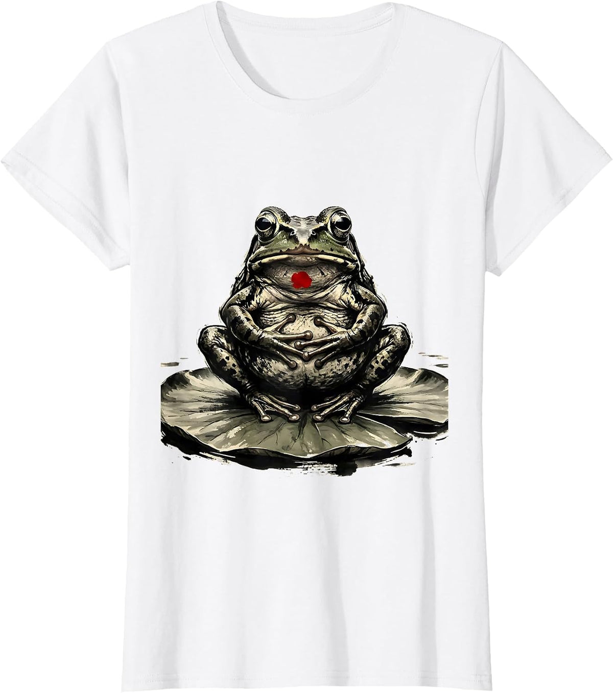 Squat Frog Ink Brush Absurdist Humor T-Shirt - White