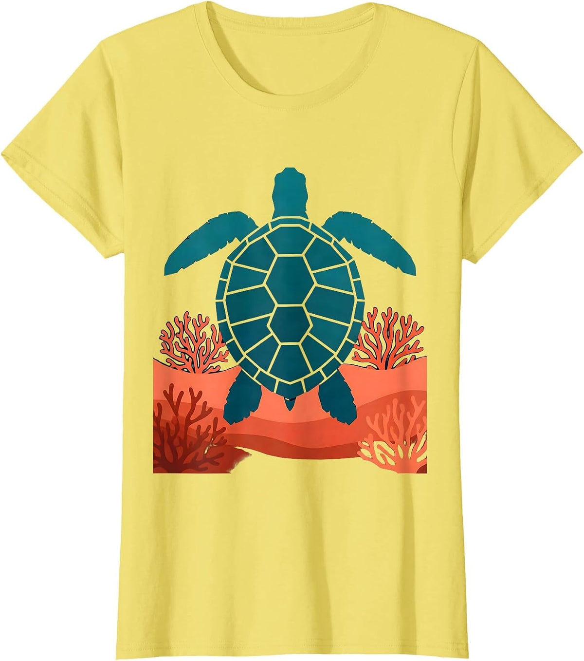 Brazil Sea Turtle Coral Reef Ocean Graphic T-Shirt - Lemon Yellow