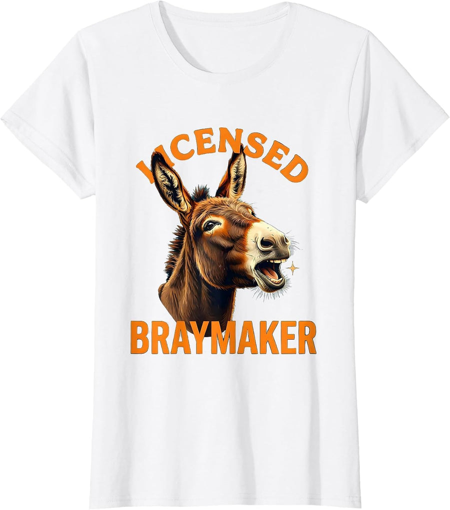 Women's Licensed Braymaker Funny Donkey Costume Halloween Novelty T-Shirt - White