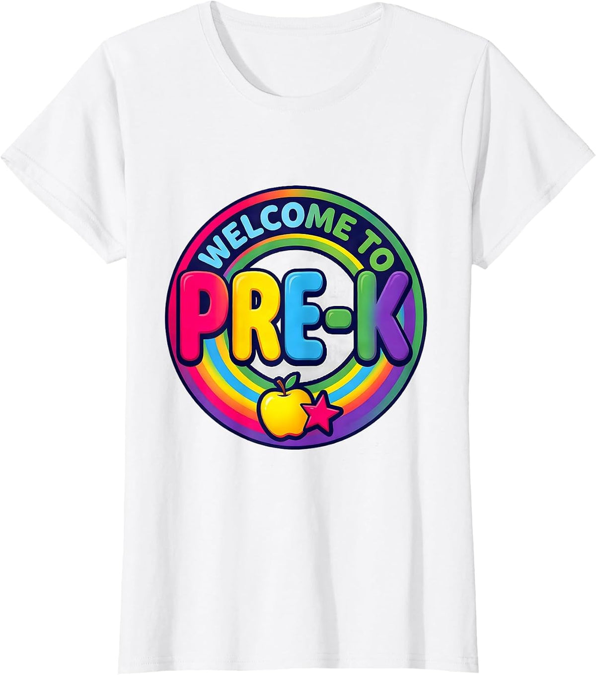 Women's Welcome To Pre-K Colorful Preschool Teacher First Day T-Shirt - White