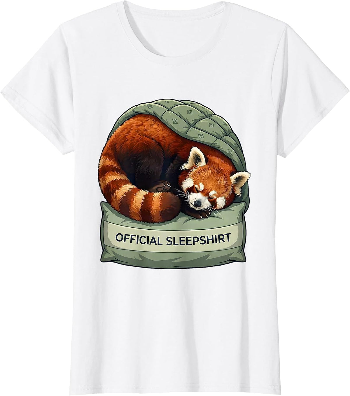 Women's Official Sleepshirt Red Panda Cozy Animal Nap Lover Comfort T-Shirt - White