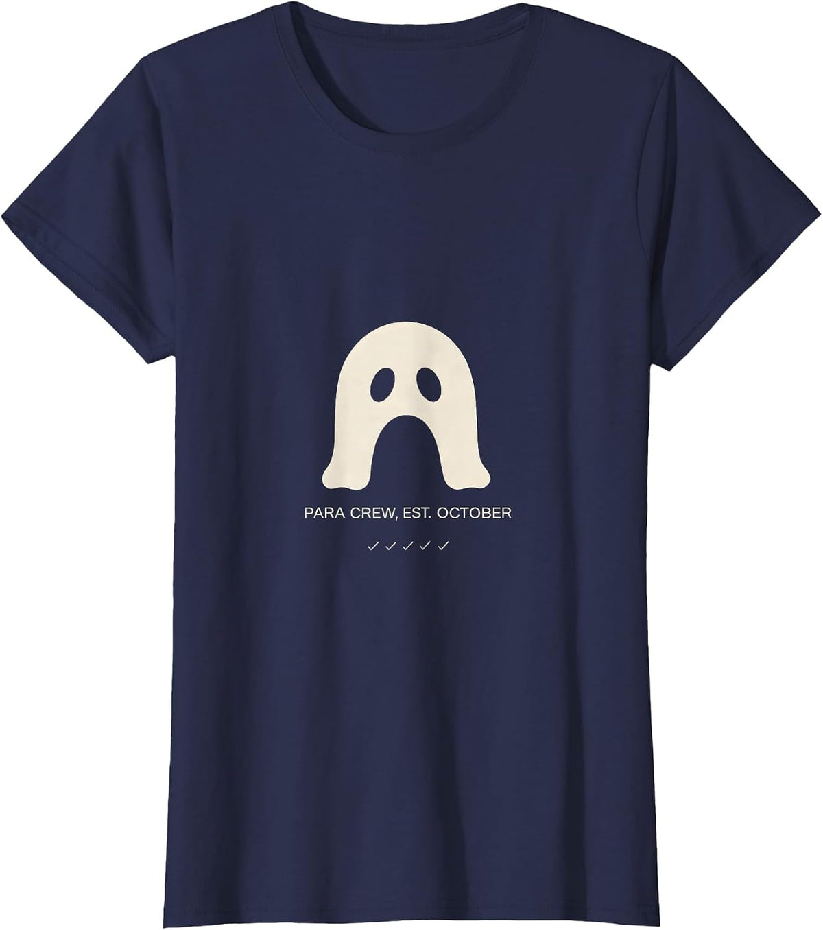 Women's Para Crew Est October Minimalist Halloween Paraeducator T-Shirt - Navy Blue