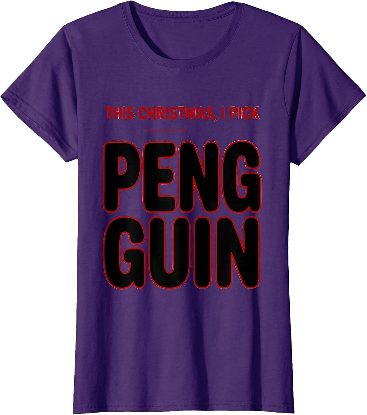 Women's This Christmas I Pick Penguin Funny Penguin Lover Holiday T-Shirt - Purple