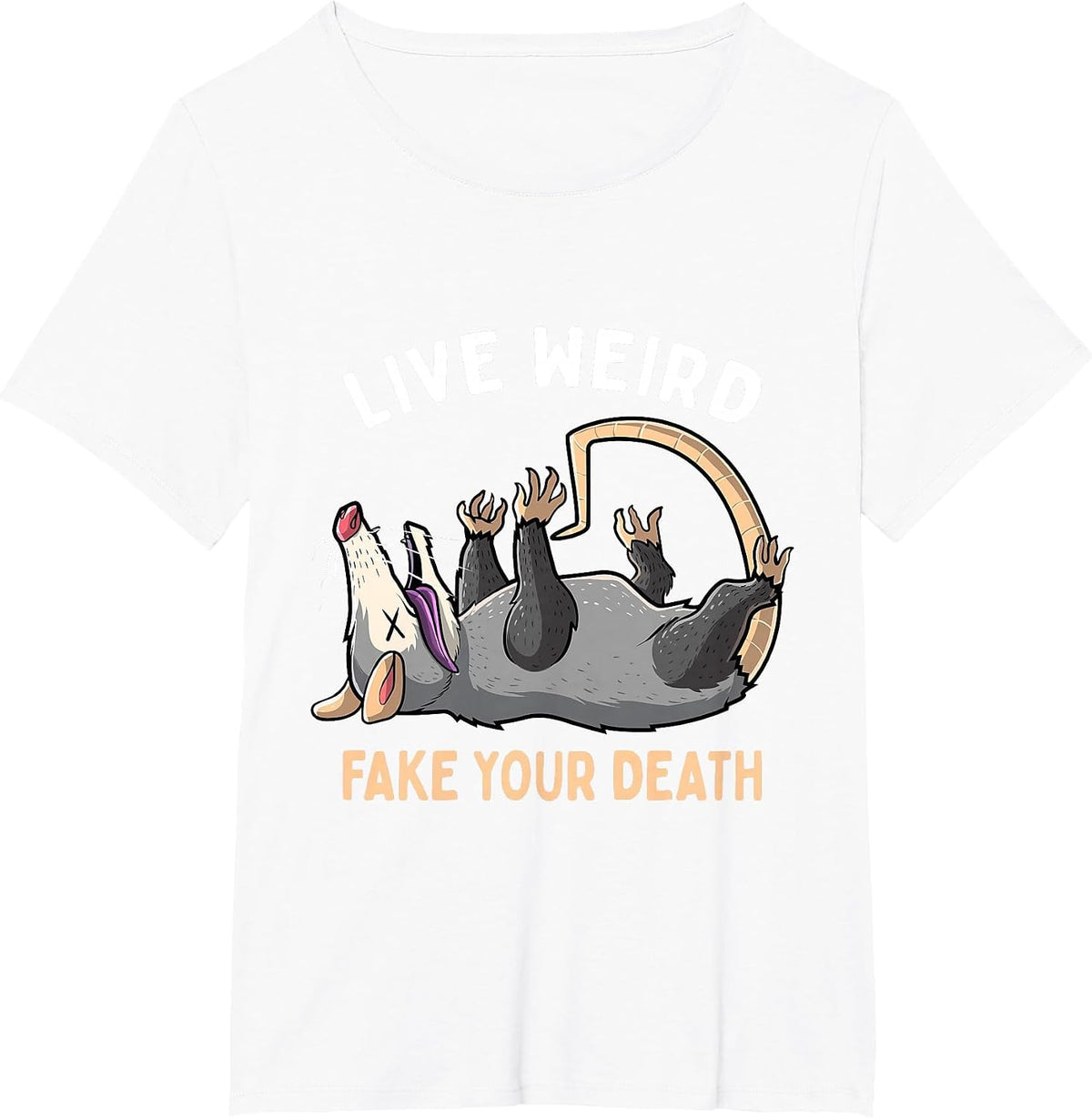 Funny Opossum Live Weird Fake Your Death Possum Street Cats T-Shirt - White