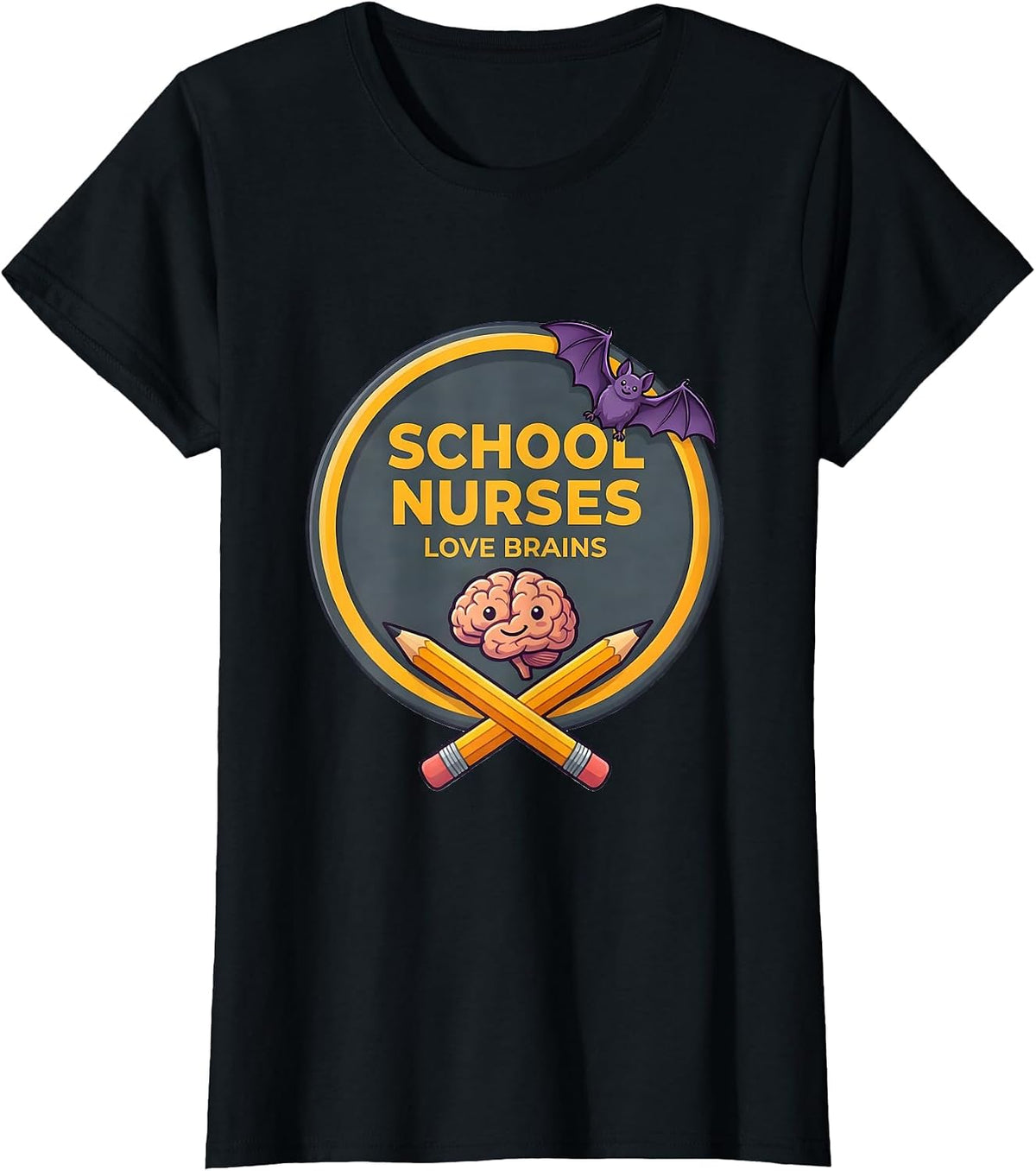 Women's School Nurses Love Brains Funny Teacher Halloween Costume T-Shirt - Black