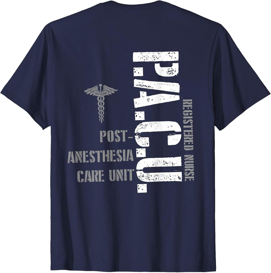 Pacu Anesthesia Registered Nurse Hospital RN T-Shirt - Navy Blue