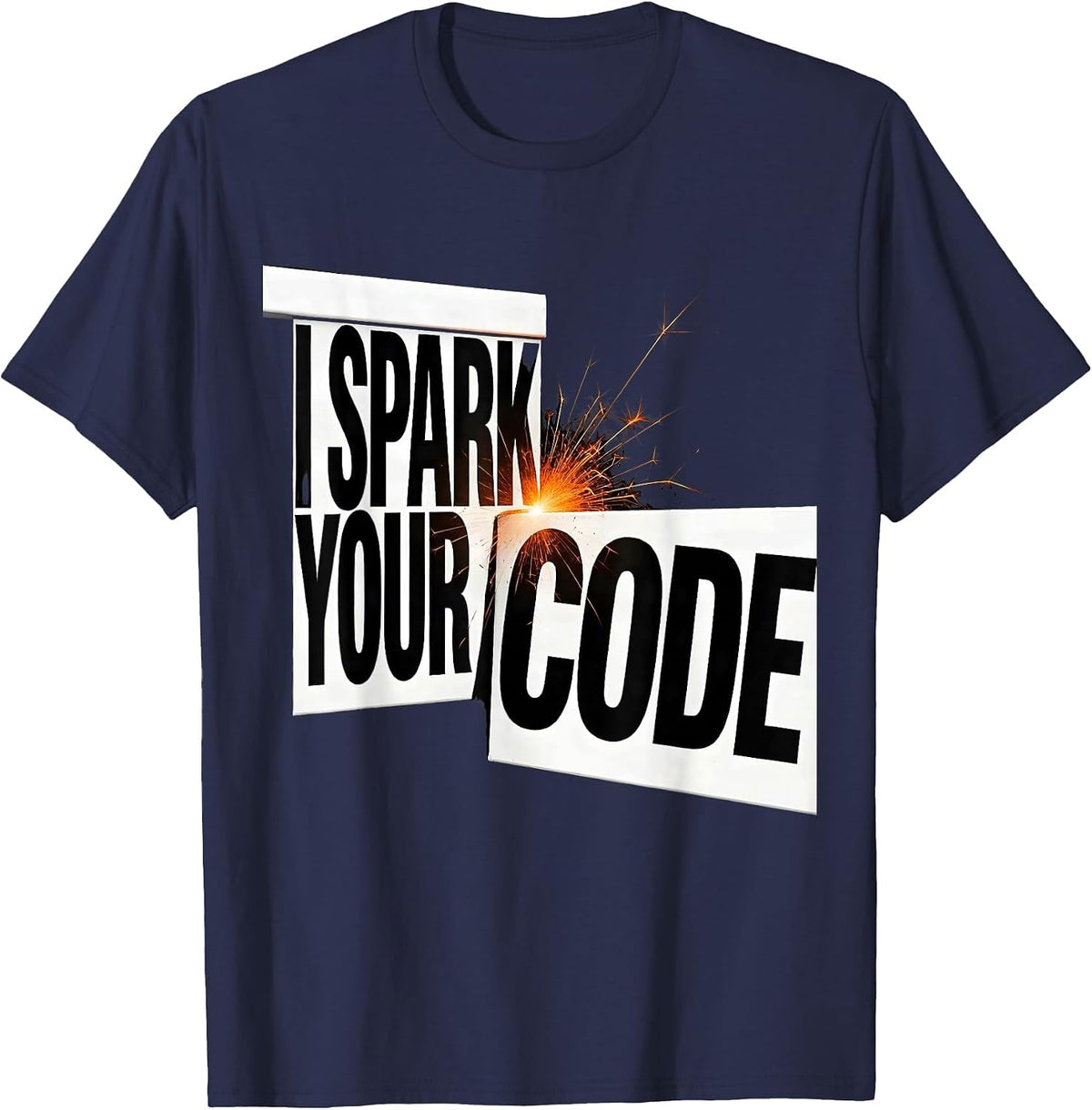 I Spark Your Code Funny Couples Halloween Matching T-Shirt - Navy Blue