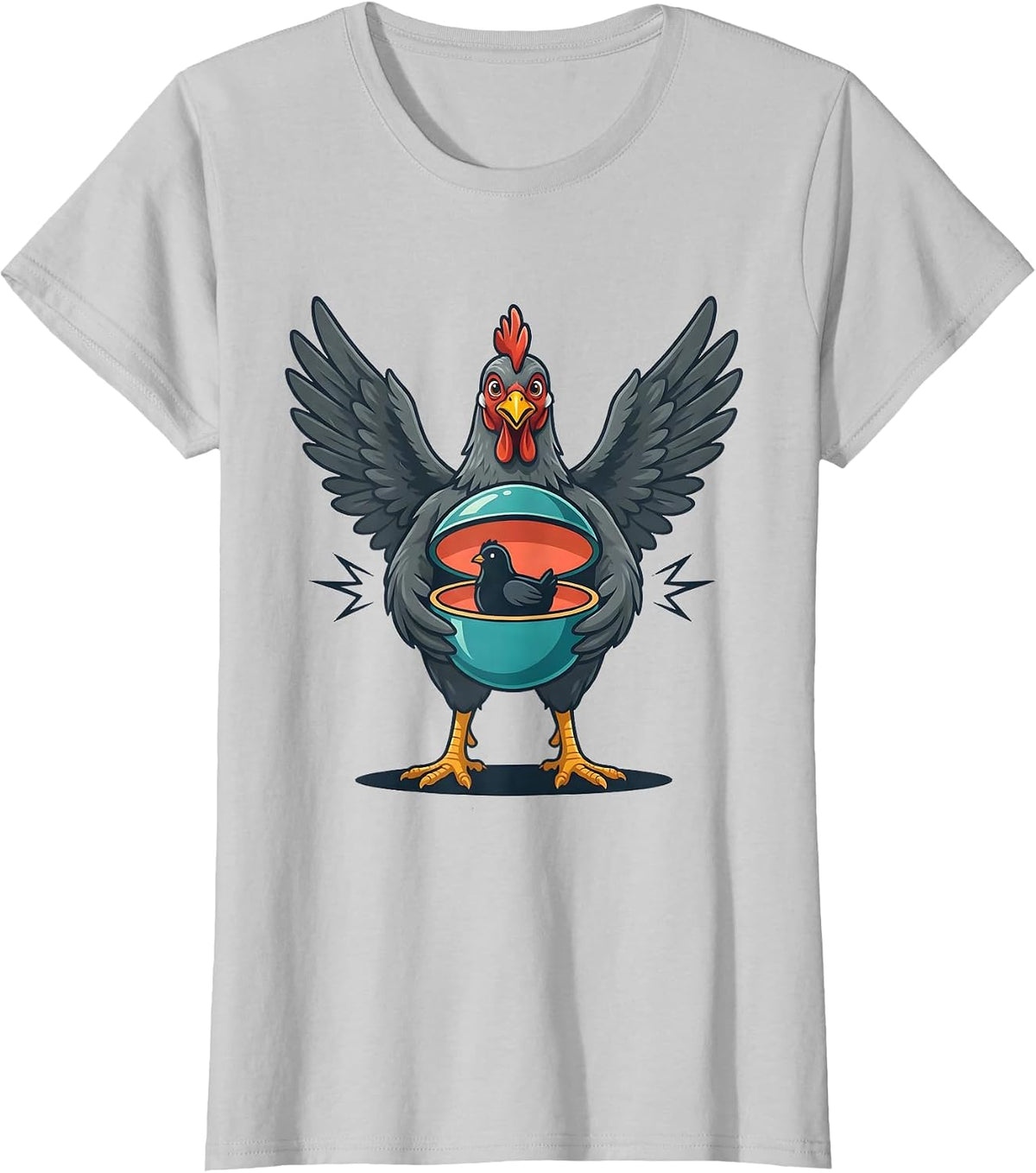 Chicken Locket Funny Chicken Lover Humor T-Shirt - Silver Grey
