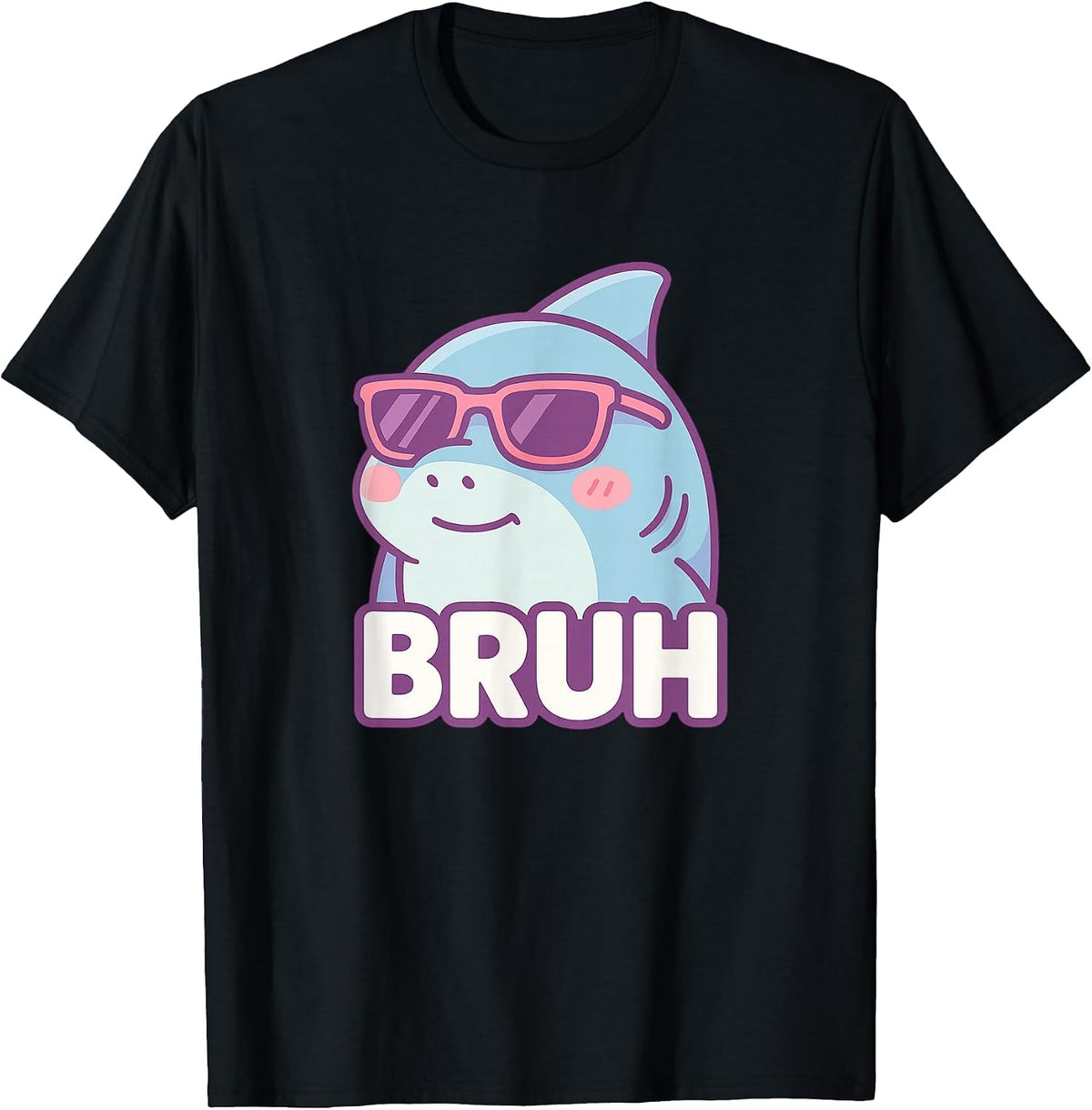 Funny Bruh Joke Bro Shark Lover Ocean Wildlife Humor T-Shirt - Black