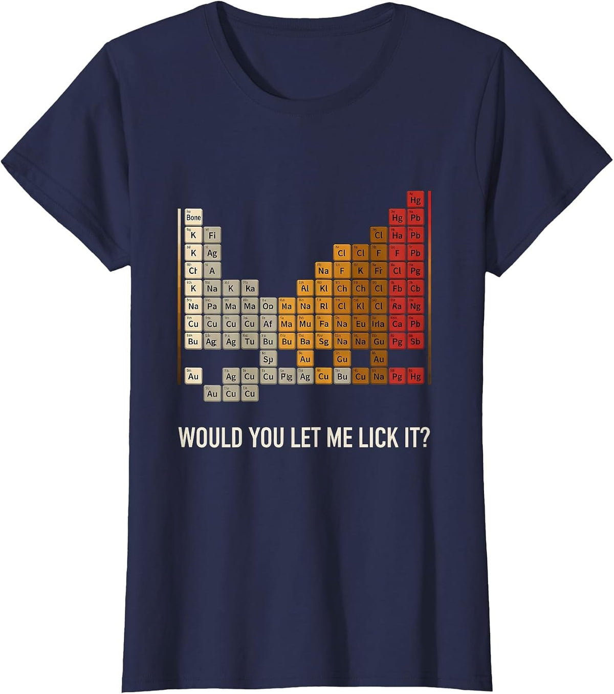 Women's Would You Let Me Lick It Funny Periodic Table Chemistry T-Shirt - Navy Blue