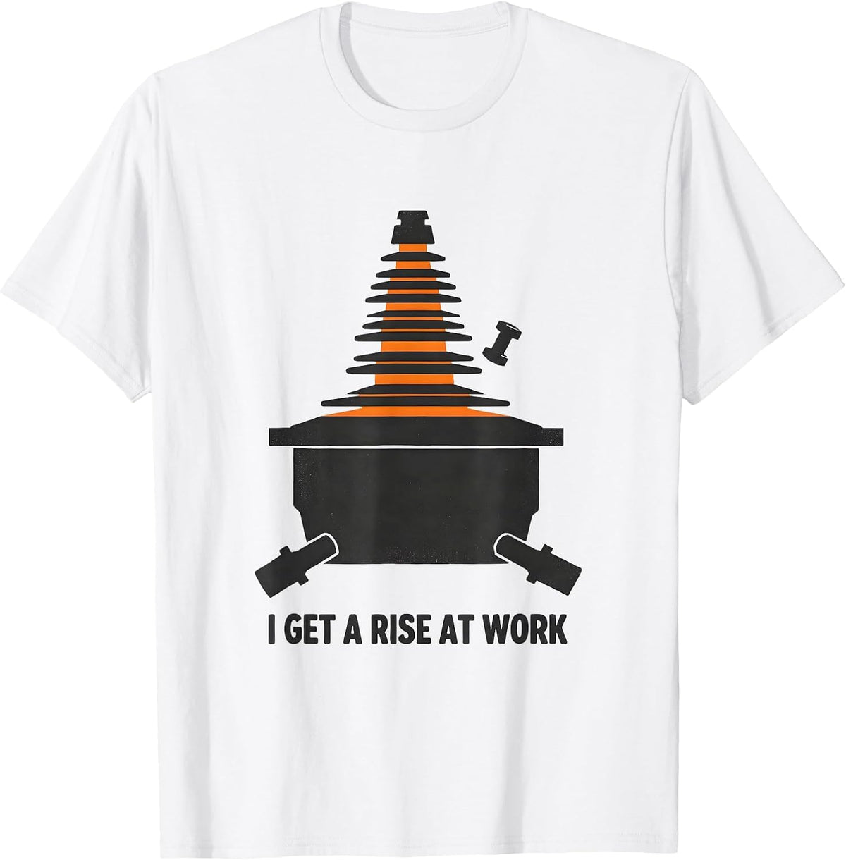 Men's I Get A Rise At Work Funny Electrician Skeleton Lineman Gift T-Shirt - White