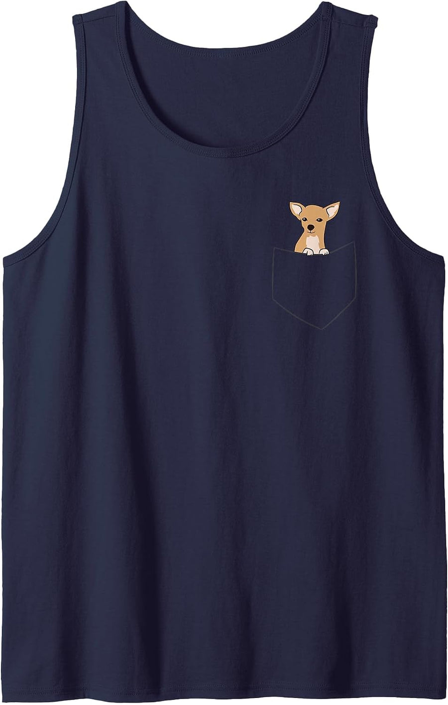 Cute Chihuahua Dog in Pocket Funny Chihuahua Tank Top - Navy Blue