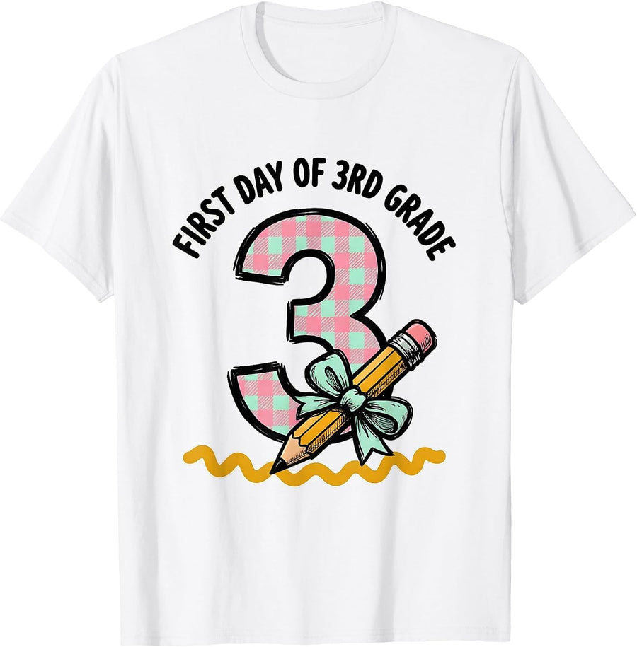 Men's First Day Of 3rd Grade Cute Girly Bow Back To School T-Shirt - White