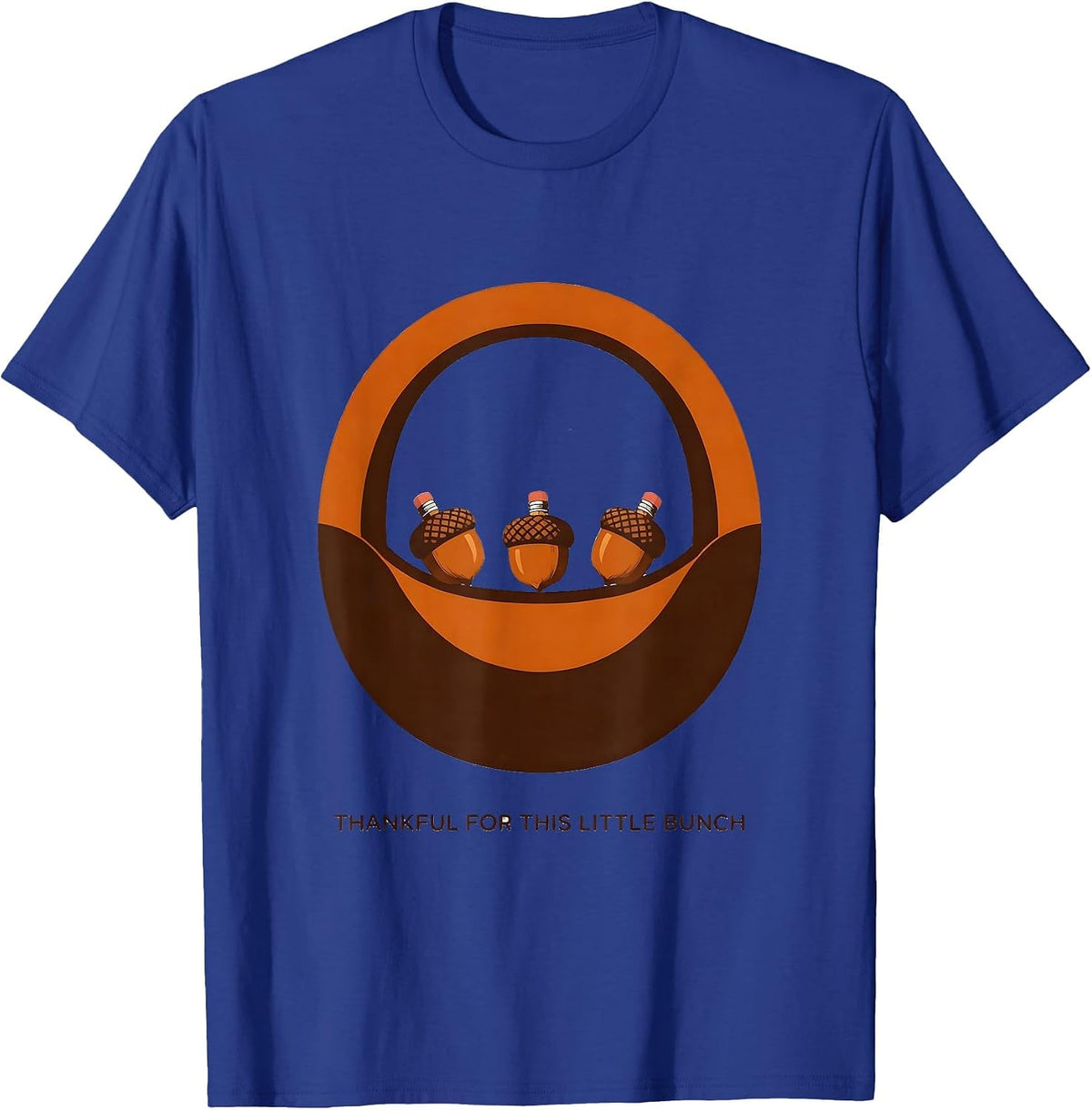 Thankful For This Little Bunch Autumn Teacher Preschool Kids T-Shirt - Royal Blue