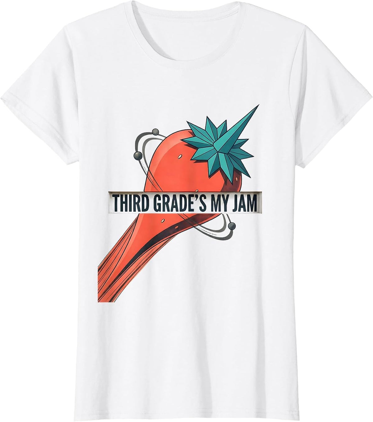 Women's Third Grade's My Jam Midcentury Modern Strawberry Back T-Shirt - White