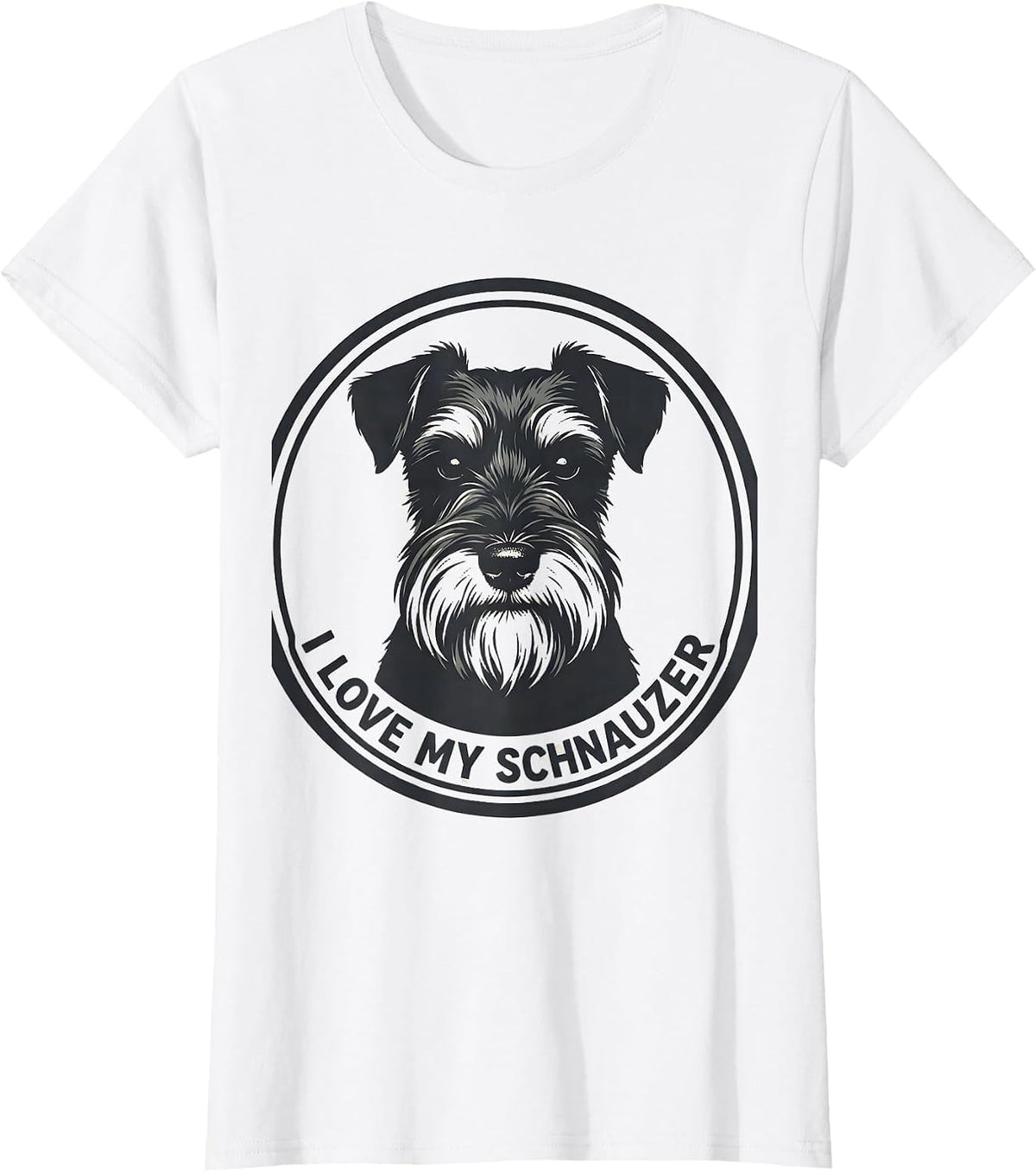 I Love My Schnauzer Funny Miniature Schnauzer Lover Dog Mom T-Shirt, Women, White, Medium - As Pictured