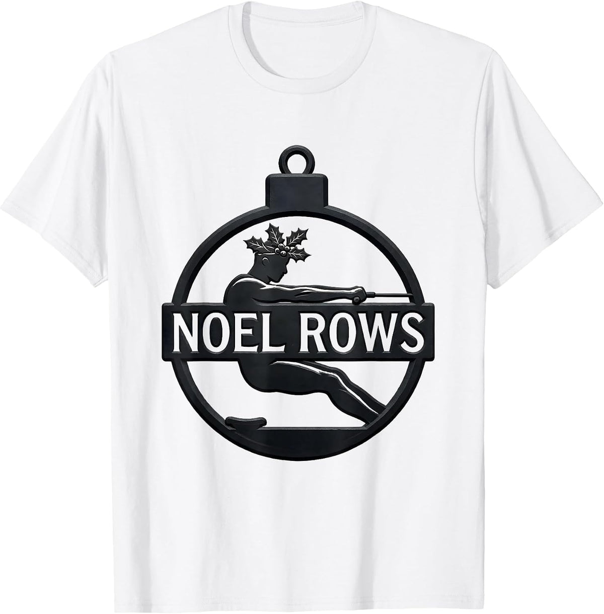 Men's Noel Rows Funny Christmas Gym Bodybuilder Weightlifting T-Shirt - White