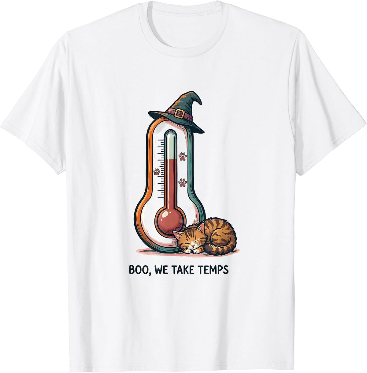 Men's Boo We Take Temps Funny Vet Tech Halloween Workplace Humor T-Shirt - White