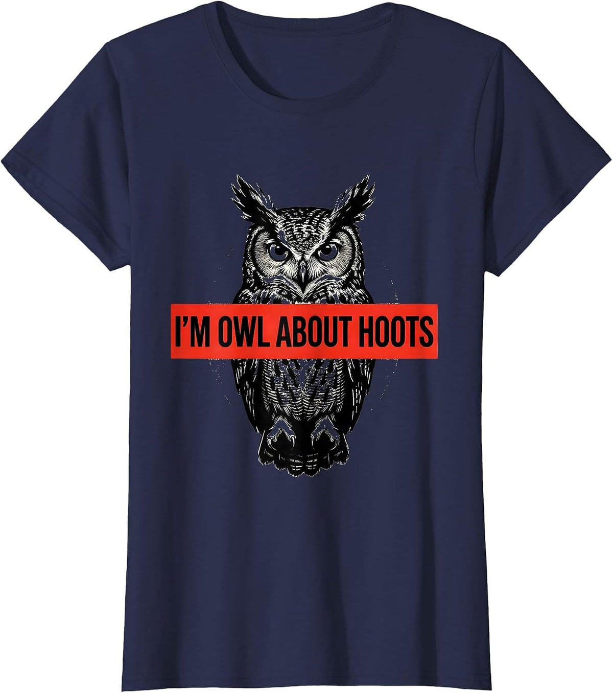Women's I'm Owl About Hoots Funny Owl Lover Retro Humor Vintage T-Shirt - Navy Blue