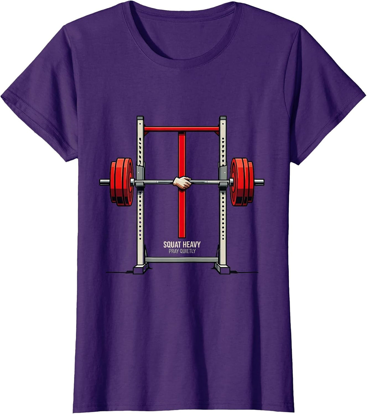 Women's Squat Heavy, Pray Quietly Geometric Christian Gym Faith T-Shirt - Purple