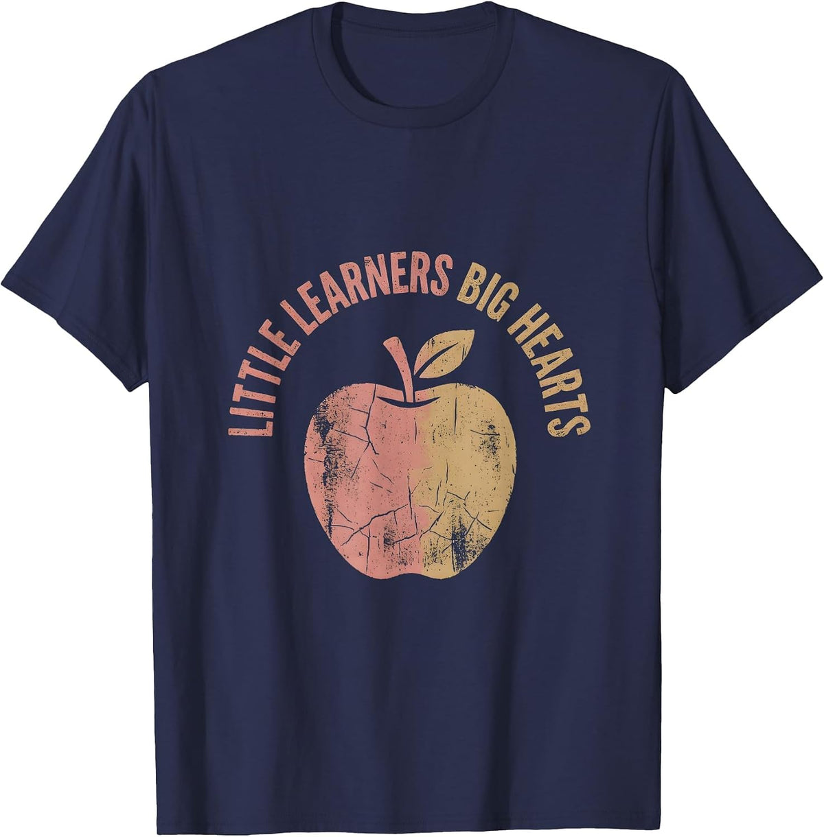 Little Learners Big Hearts Elementary Teacher Design T-Shirt - Navy Blue