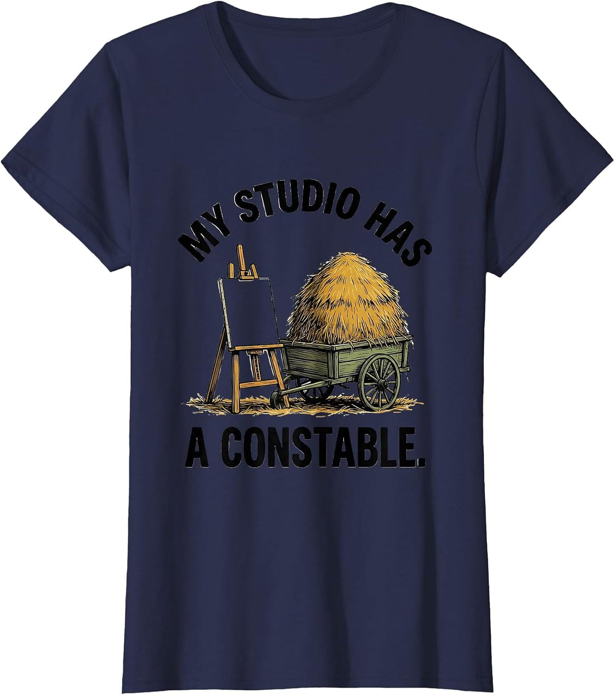 Women's My Studio Has A Constable Funny Artist Art History Humor T-Shirt - Navy Blue