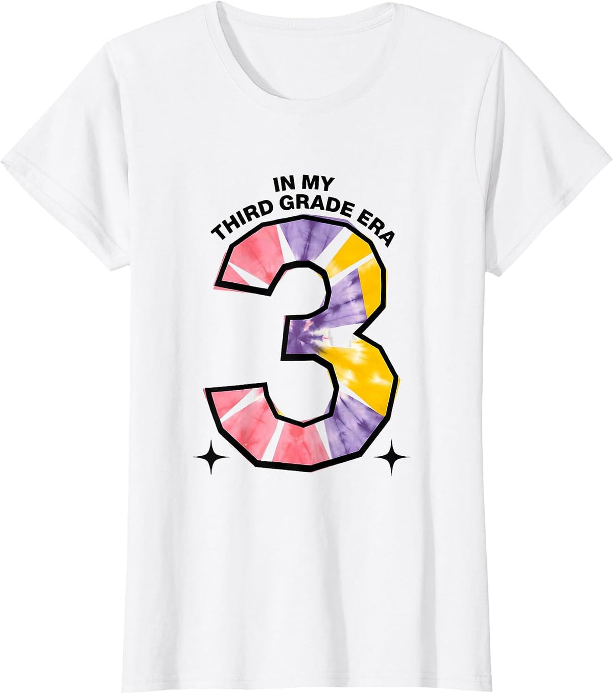 Women's In My Third Grade Era Playful Tie Dye Back To School Girl T-Shirt - White