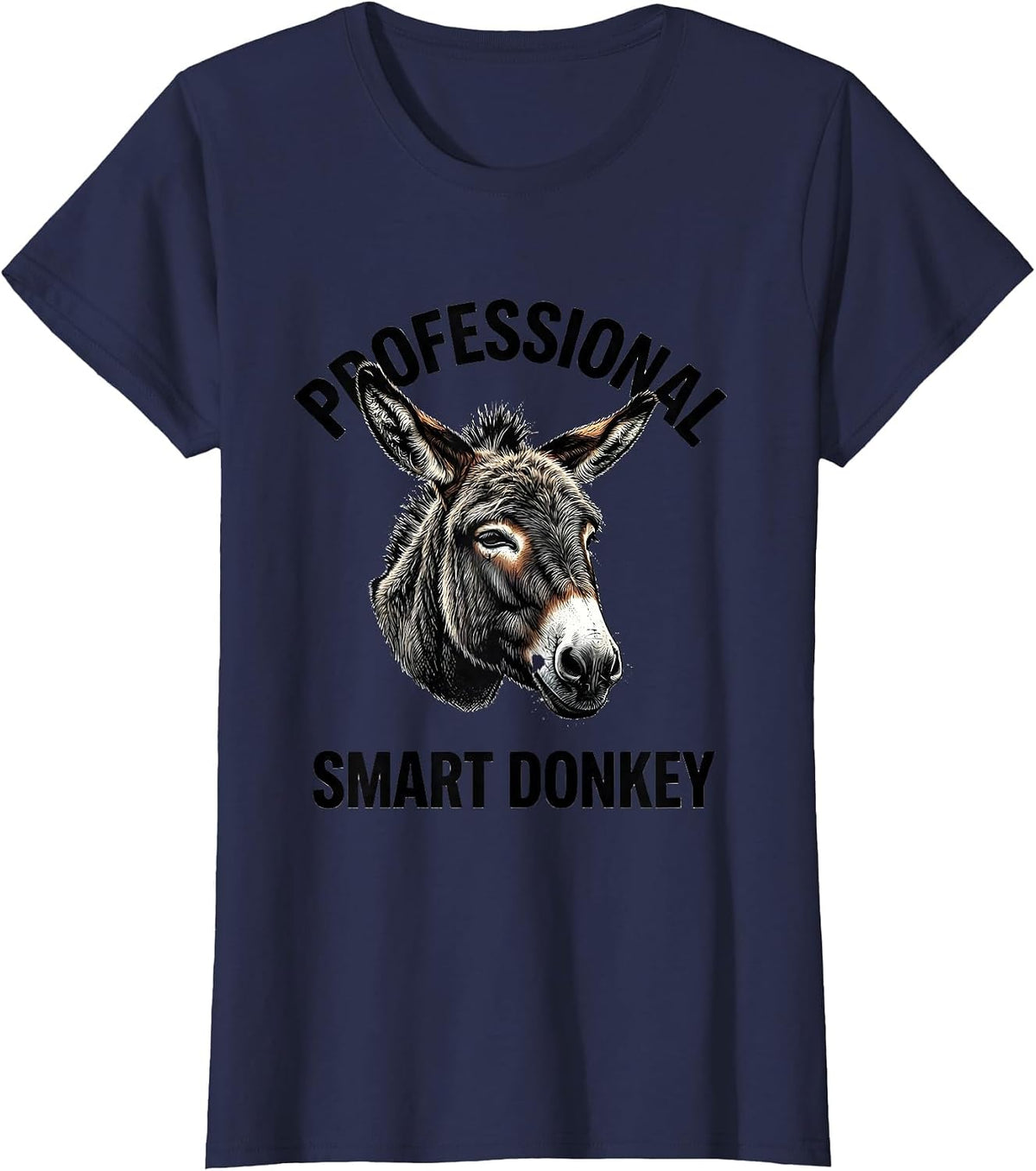 Women's Professional Smart Donkey Funny Farm Animal Humor Donkey T-Shirt - Navy Blue