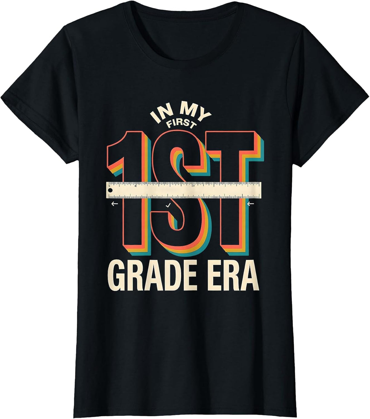 Women's In My First Grade Era Girl Tie Dye 1st Grade Back to School T-Shirt - Black
