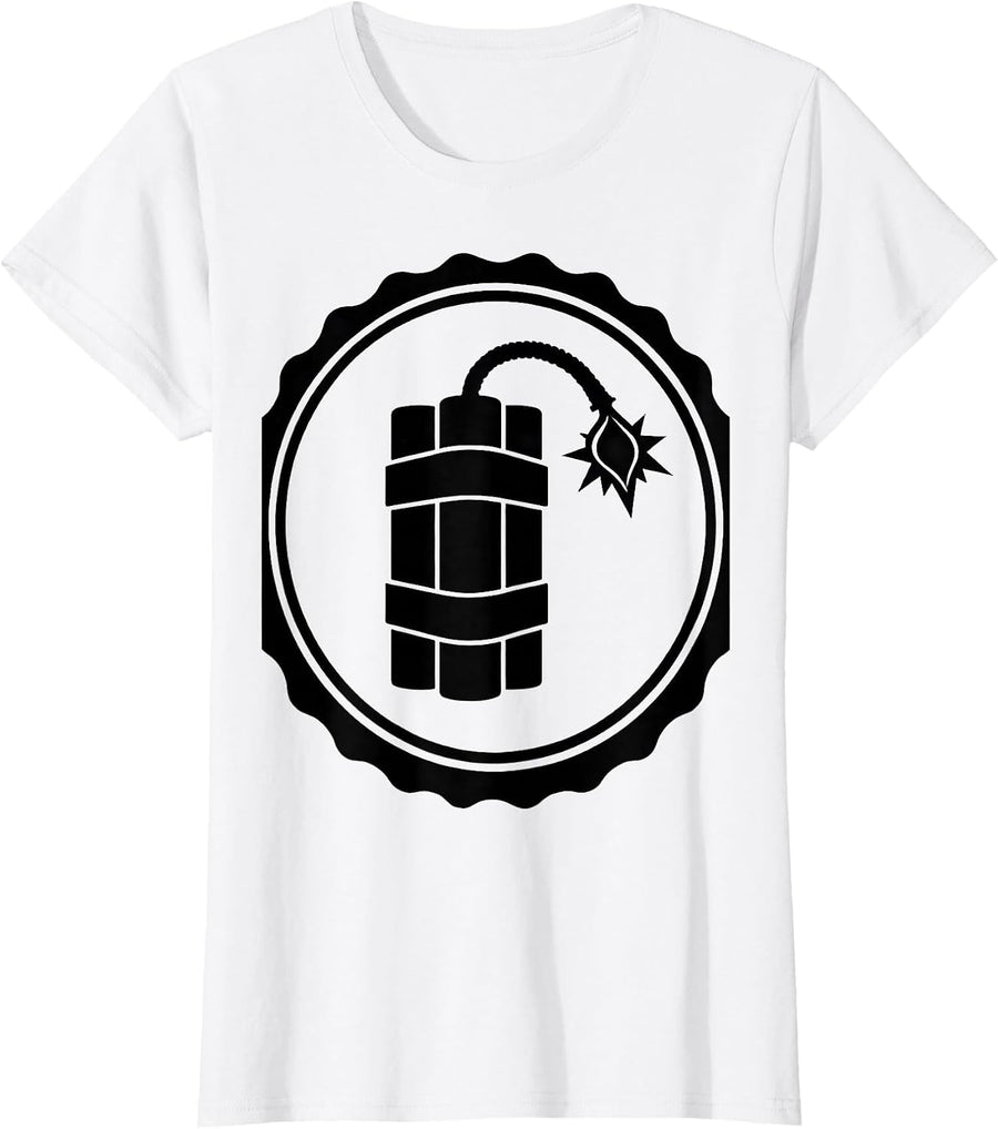 Women's FAFO Lit Fuse Dynamite Graphic Design T-Shirt - White