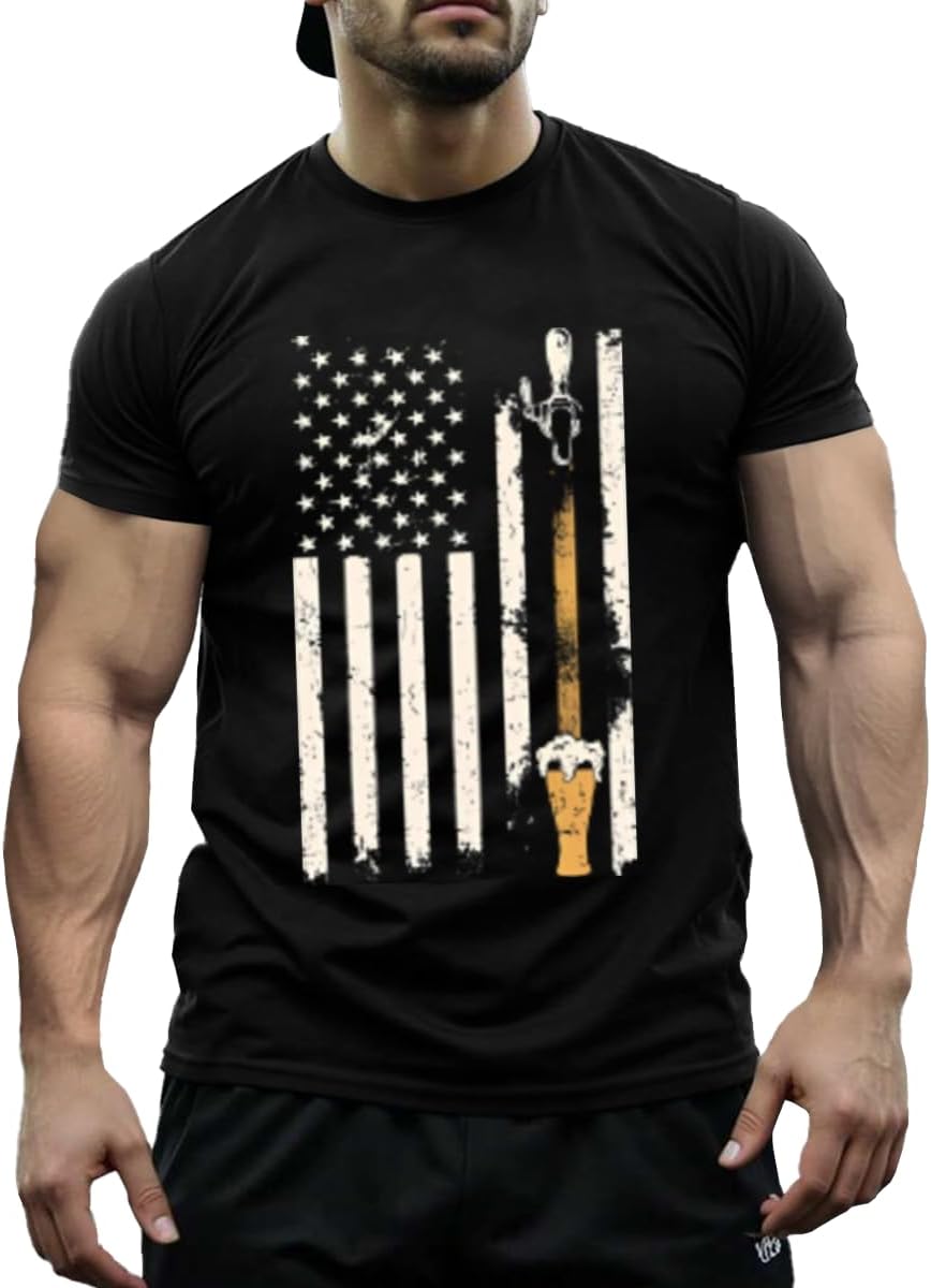 T-Shirts,Dabbing Sea Turtle,Leisure, 100% Cotton for Unisex - Craft Beer on Tap American Flag