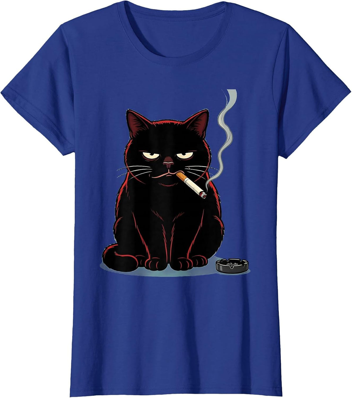 Women's Smoking Cat Meme Funny Cigarette Kitten Crude Humor T-Shirt - Royal Blue