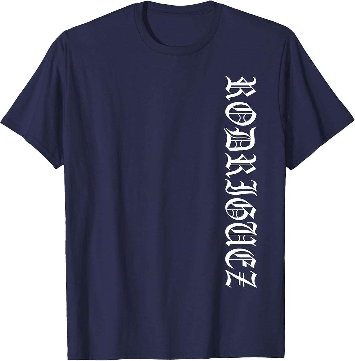 Rodriguez Vertical Old English T-Shirt - Navy Blue