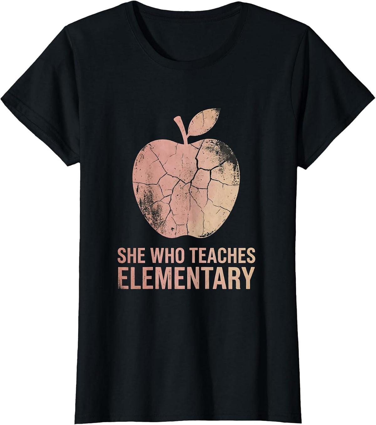 She Who Teaches Elementary Educator Design T-Shirt - Black