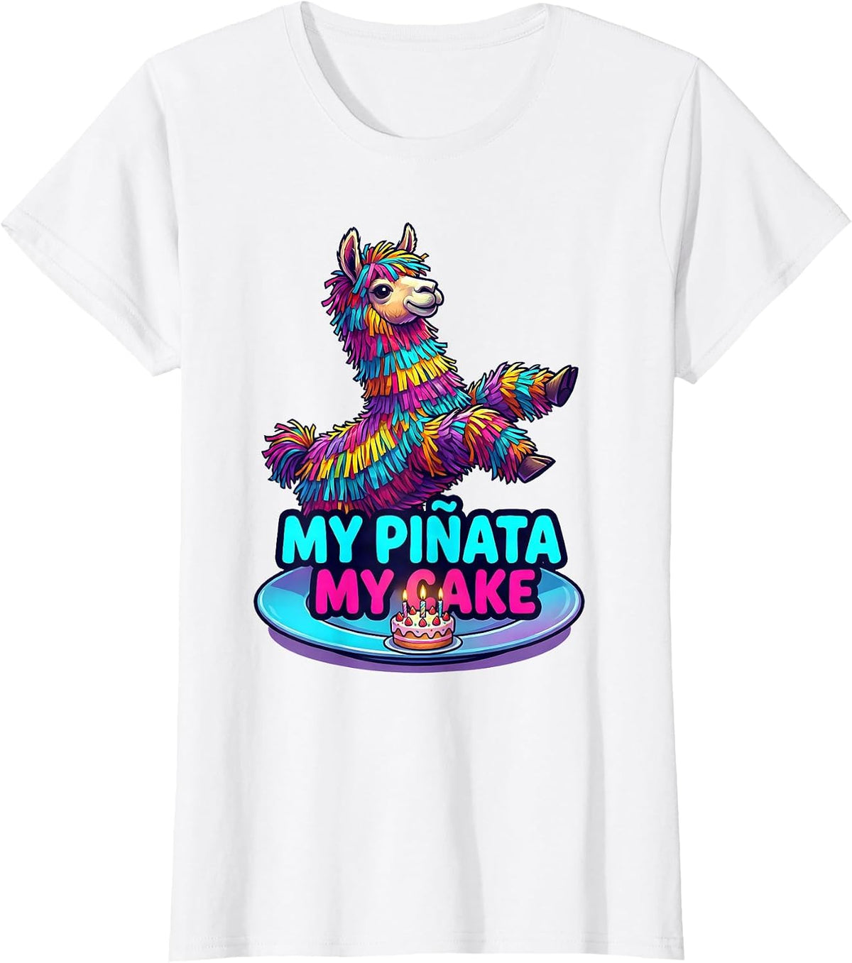 My Piñata My Cake Funny Llama Pinata Gamer Birthday Boy T-Shirt - White