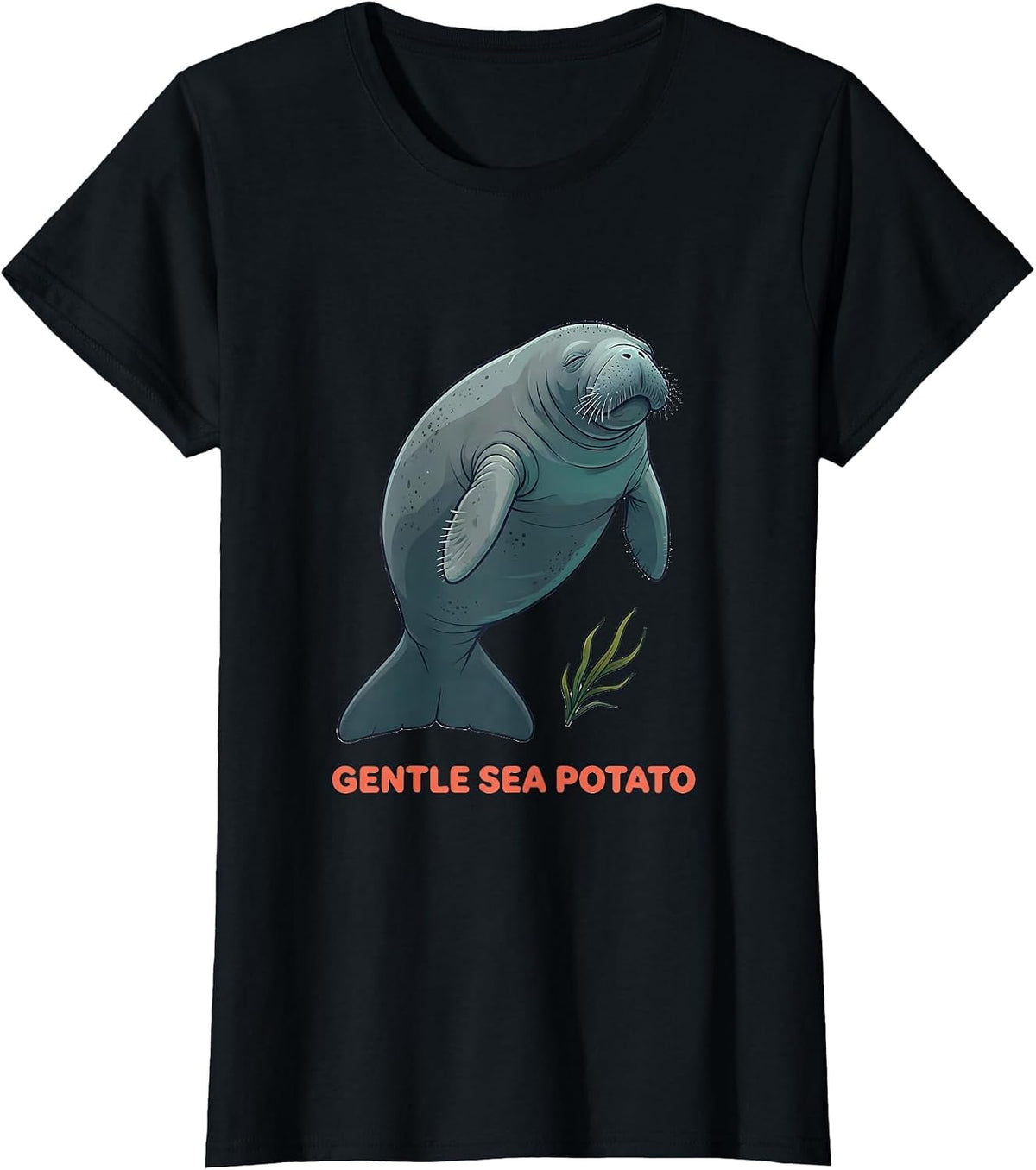 Women's Gentle Sea Potato Funny Manatee Sea Animal Lover Gift T-Shirt - Black